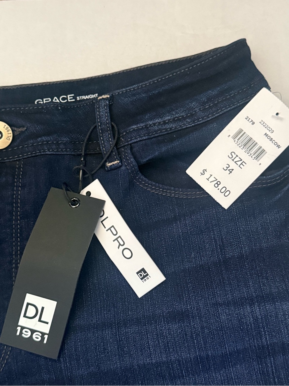 DL1961 Women's Dark Navy Straight-Leg Jeans